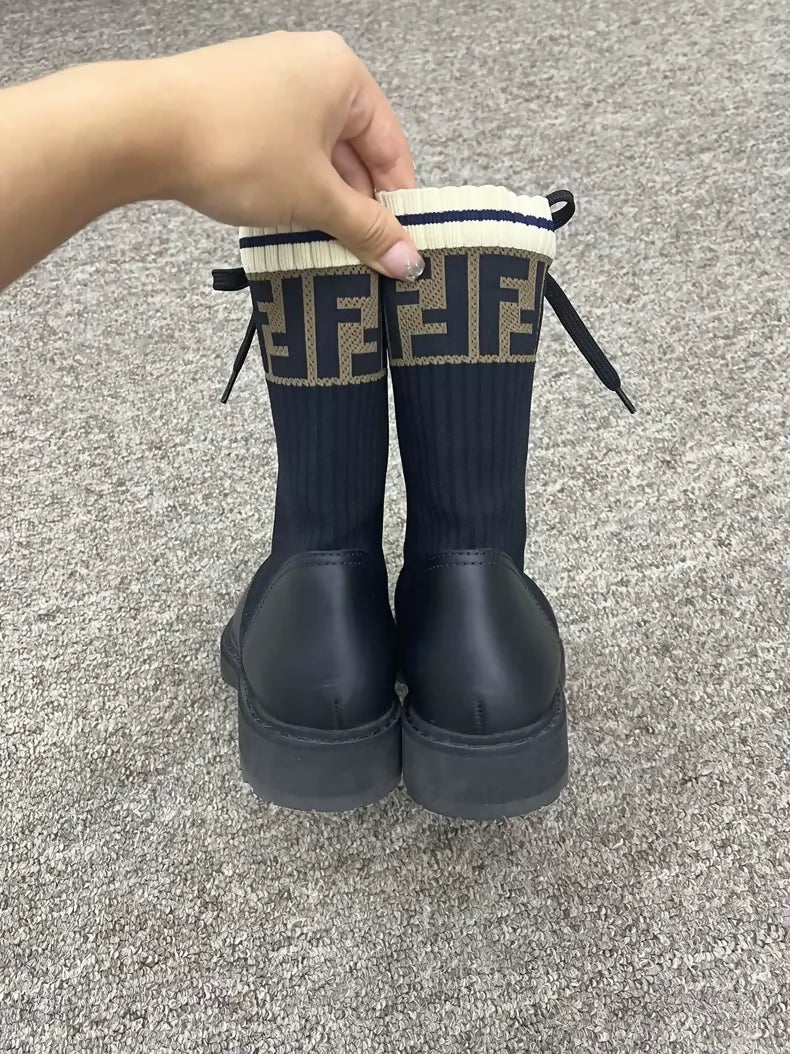 Fendi classic monogram knit ankle boots