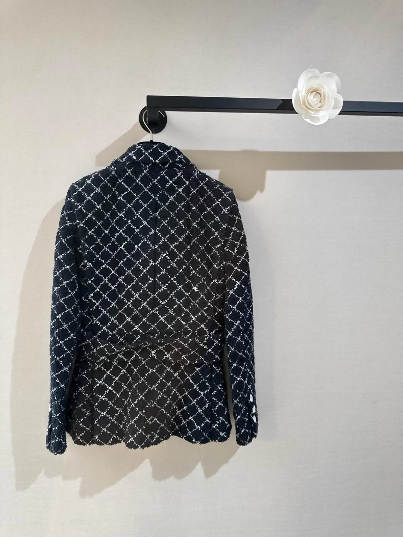 Chanel 22B Black and White Check Jacket