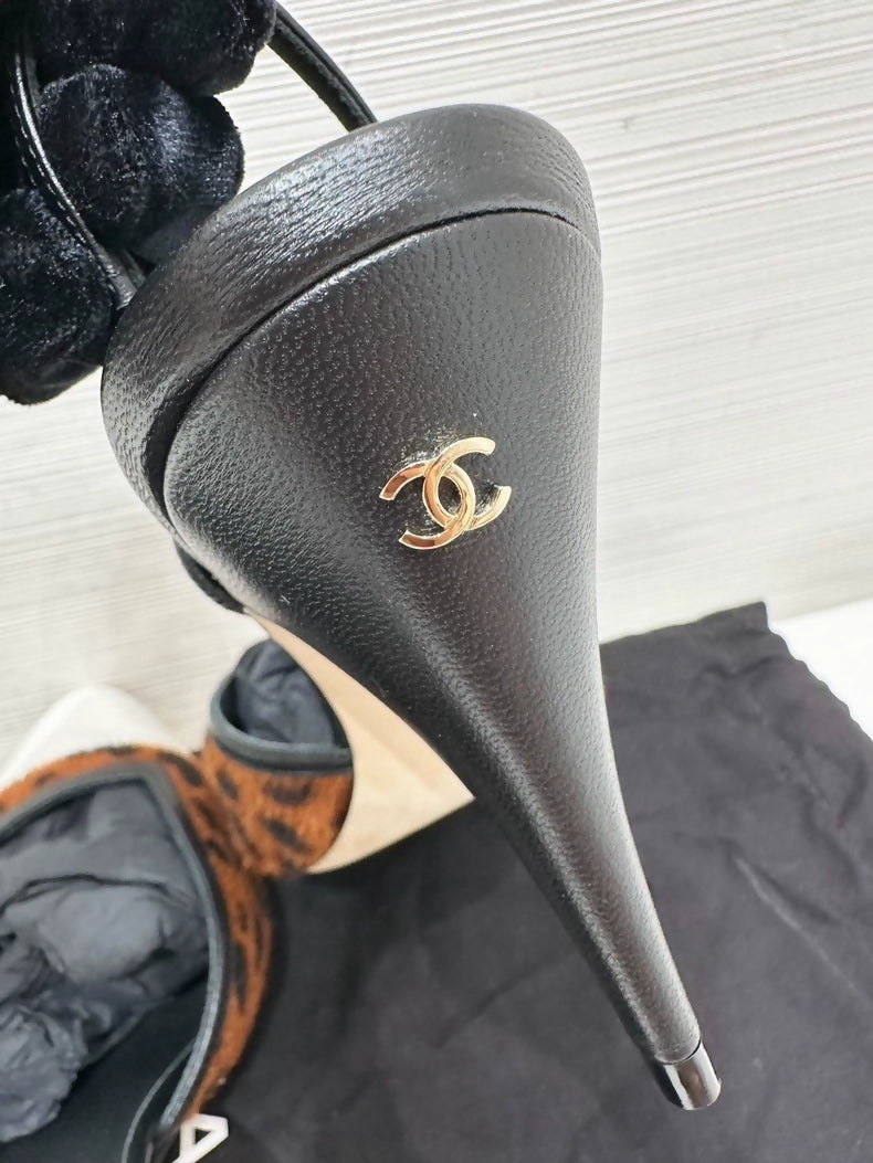 Chanel 26a leopard print 7cm heels, size 37.5,