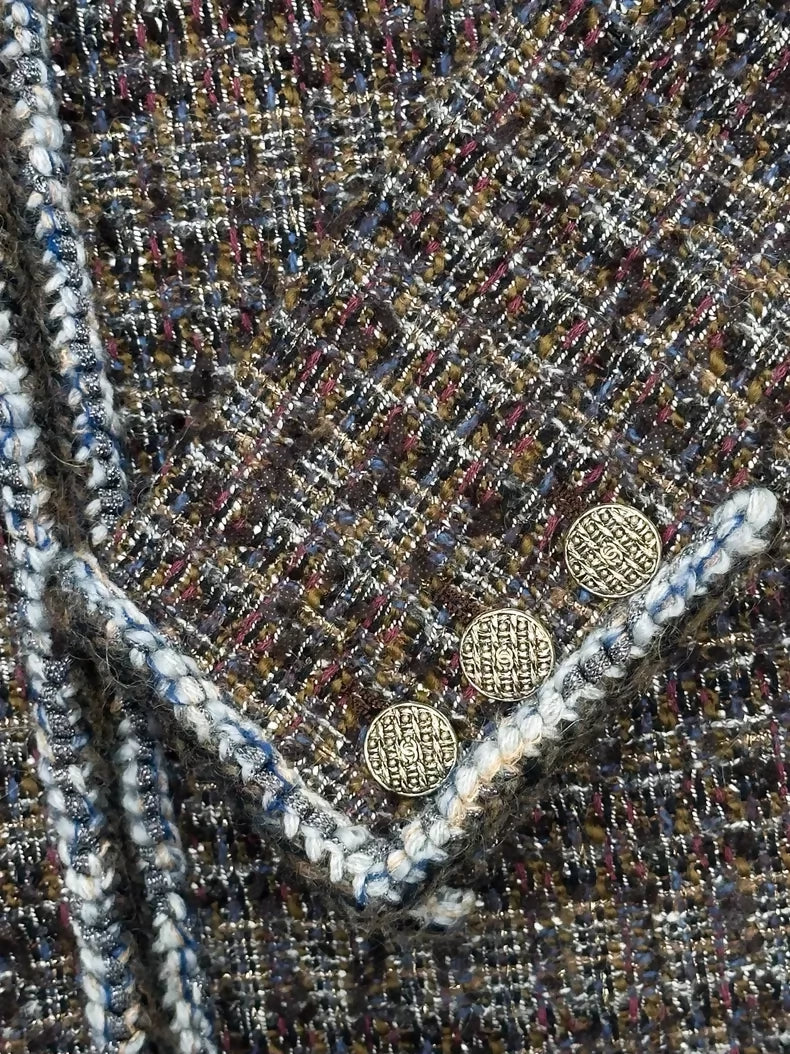 Chanel 17k green mixed-color tweed jacket