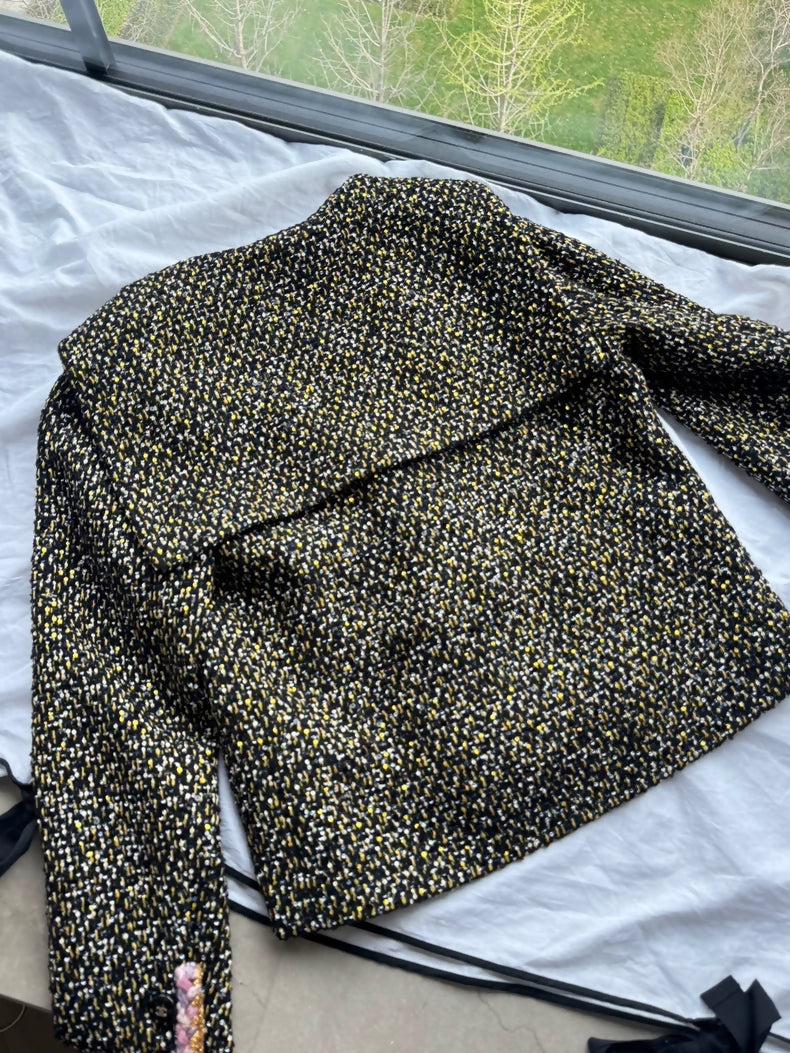Chanel 24K green tweed gold sequined jacket,