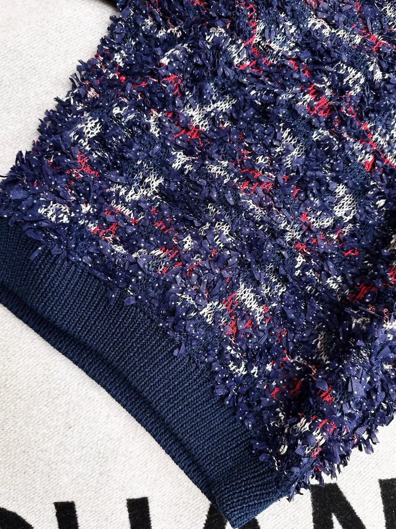 Chanel 16s blue woven top