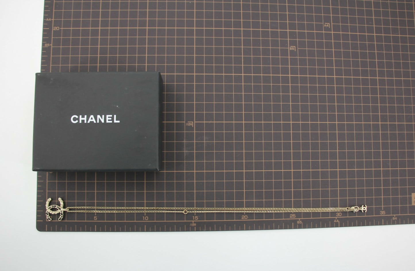 Chanel A20S Leather-threaded Metal Black Gold CC Necklace