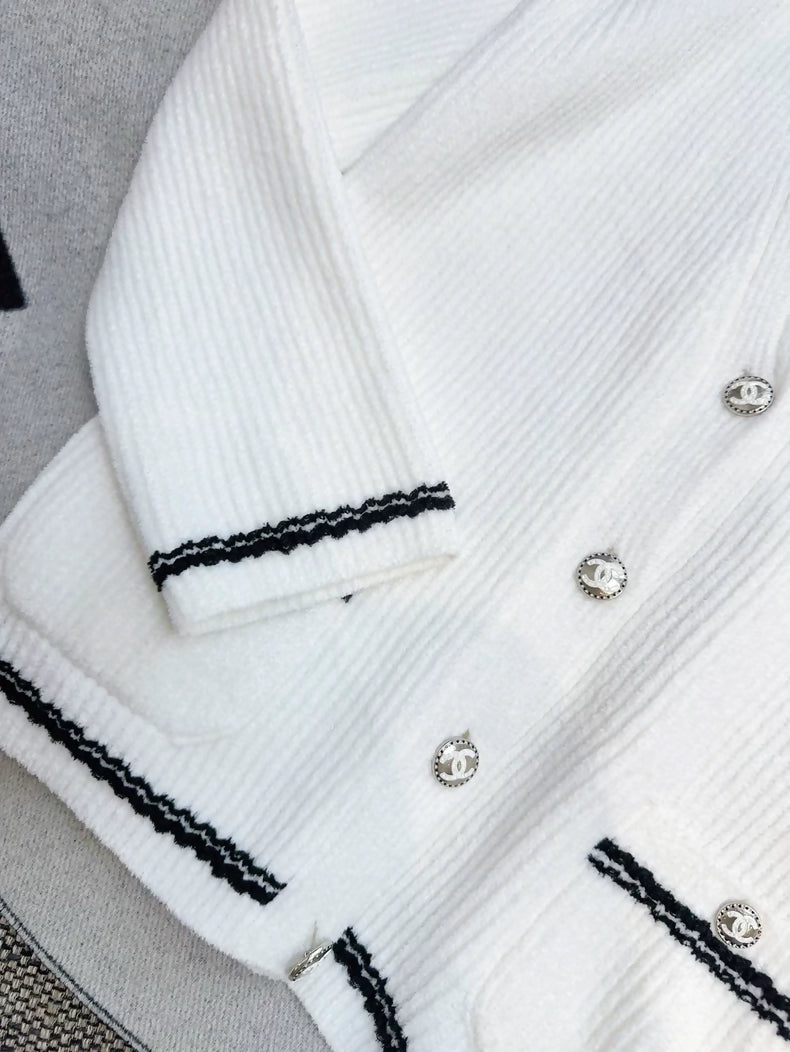 Chanel 23C No. 5 white cardigan