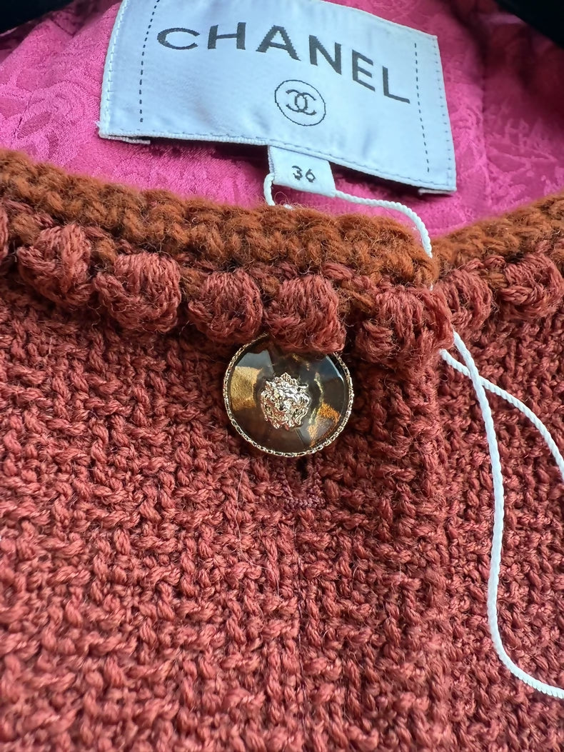 Chanel 24A burgundy tweed vest