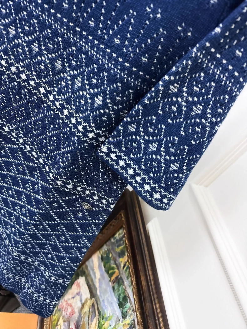 Chanel 14C blue and white knit dress