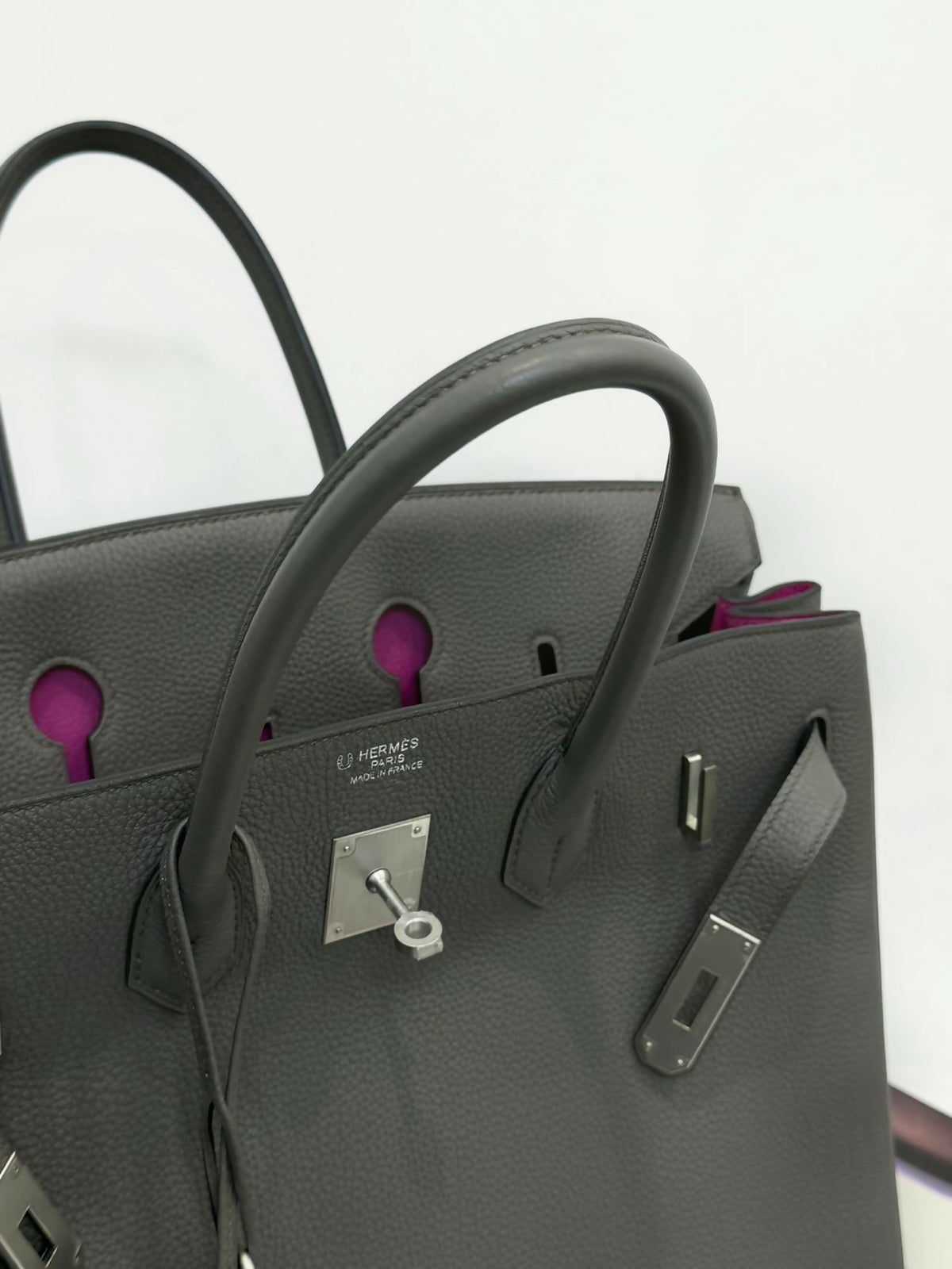 Hermès Birkin 35 Gris Étain / Etain Togo Leather with Rose Magnolia Interior Lining Brushed Palladium Hardware