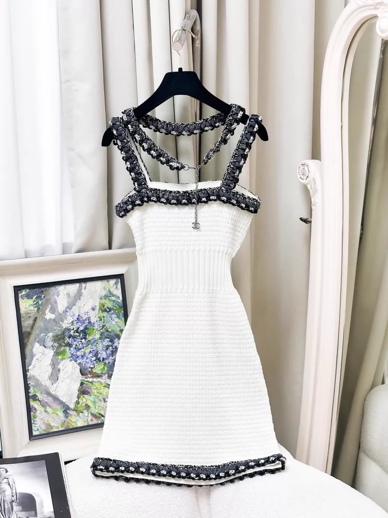 Chanel 2014 white and blue-grey dress