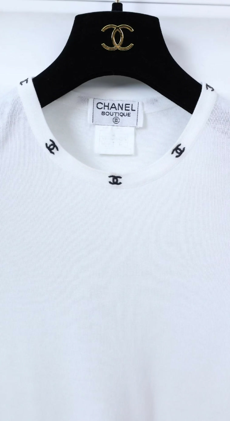 Chanel 1996 black and white CC top