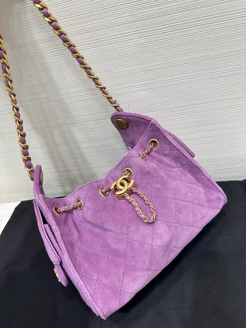 Chanel 25 bag mini purple suede