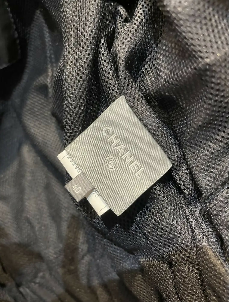 Chanel 07A Black Lambskin Leather Utility Jacket Coat FR 40