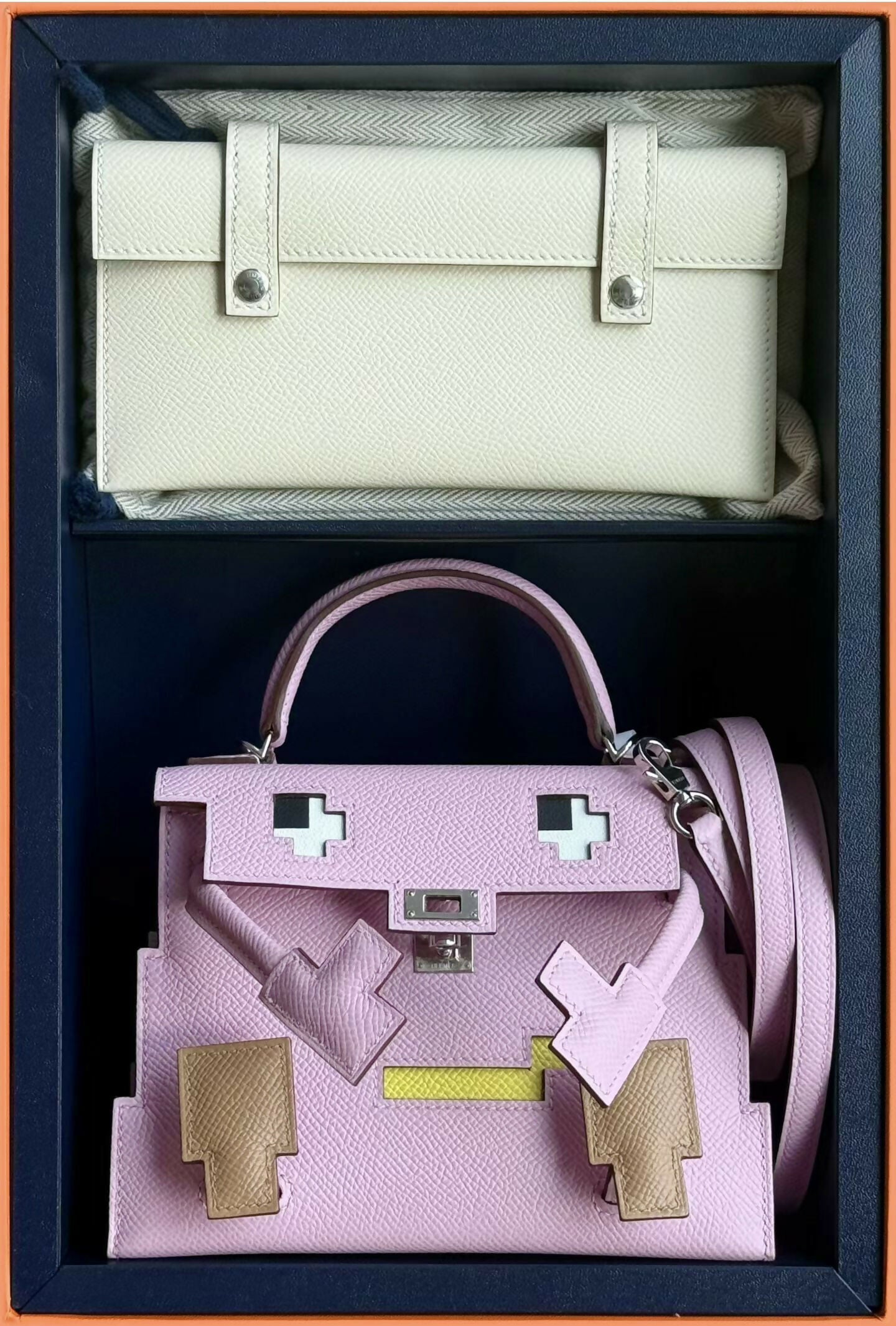 Hermès Kelly Doll Picto Mauve Sylvestre Epsom with Palladium Hardware