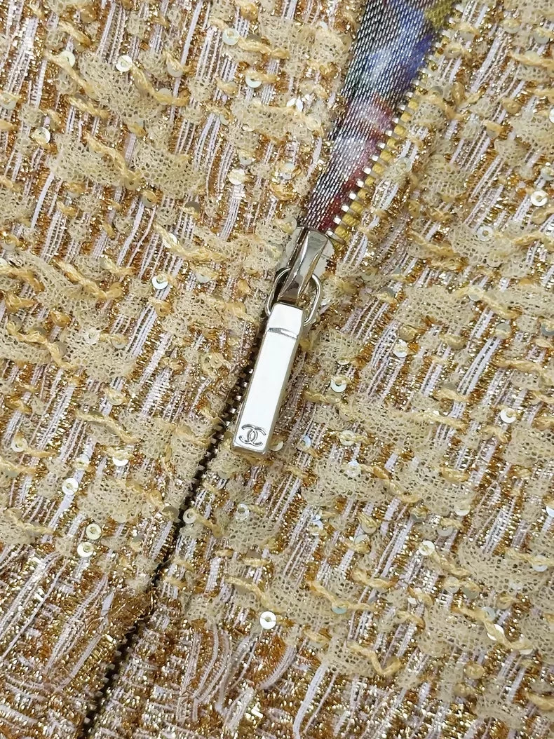 Chanel 15C gold tweed jacket dress