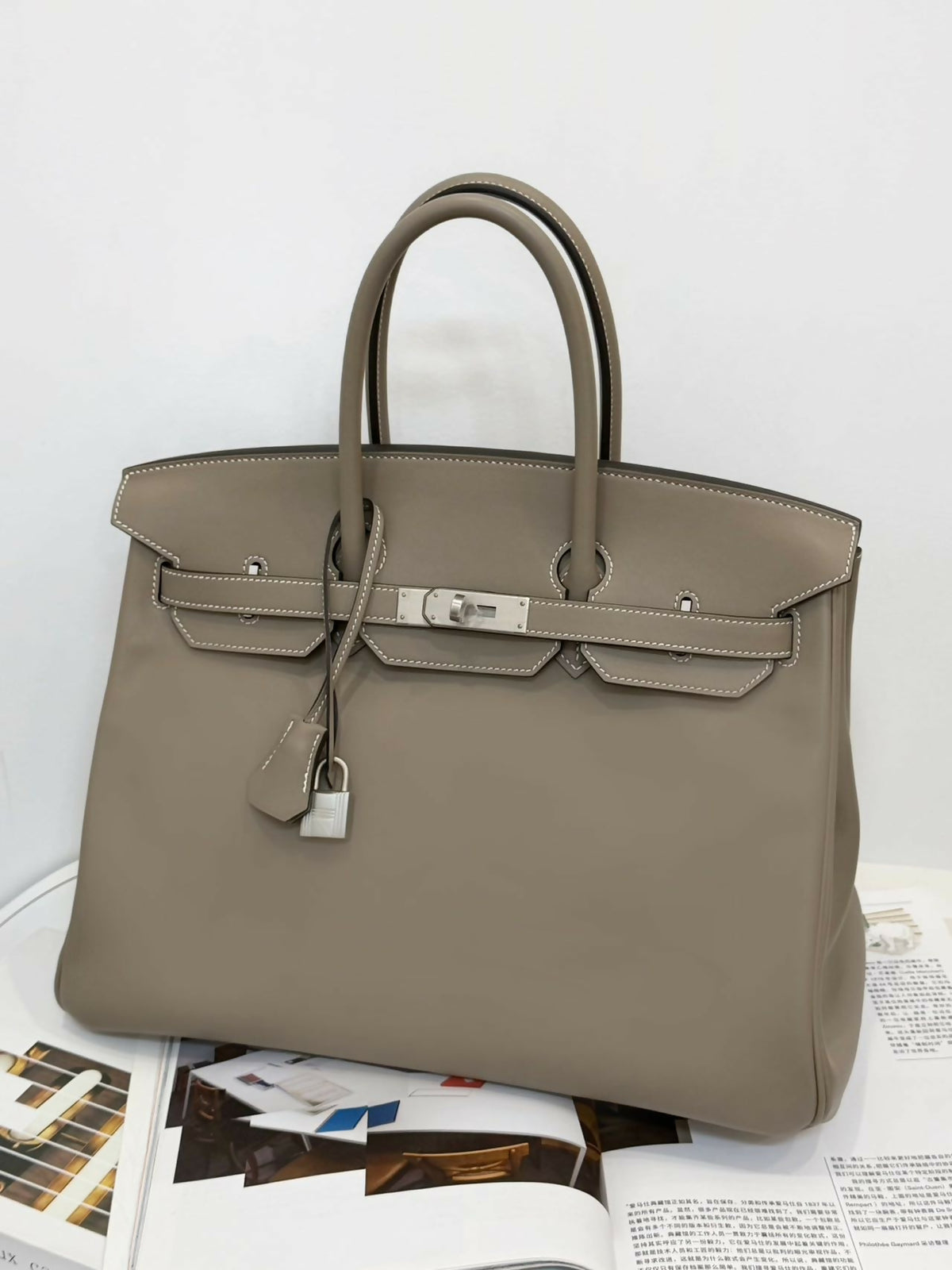 Hermès Birkin 35 Étoupe / Etoupe Togo Leather with Brushed Palladium Hardware