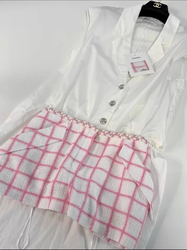 Chanel 23C pink and white jumpsuit