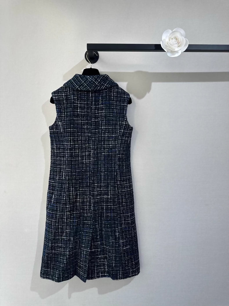 Chanel 22A blue and black tweed dress