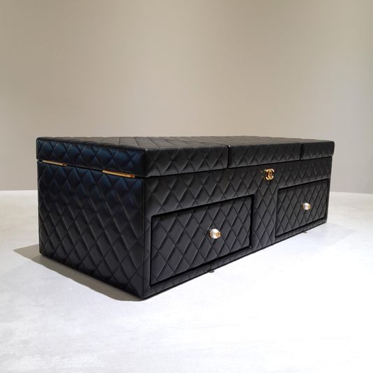 Chanel Black Diamond Quilted Lambskin Quilted Giant Jewelry Decor Case