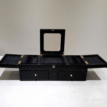 Chanel Black Diamond Quilted Lambskin Quilted Giant Jewelry Decor Case