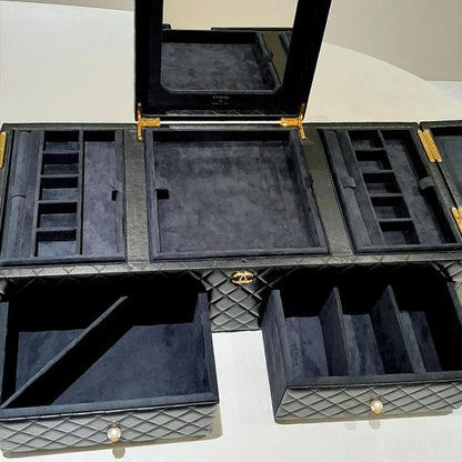 Chanel Black Diamond Quilted Lambskin Quilted Giant Jewelry Decor Case