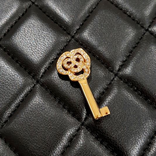 Chanel Black Diamond Quilted Lambskin Quilted Giant Jewelry Decor Case