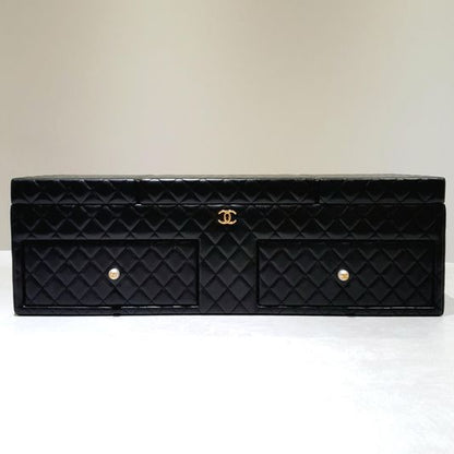 Chanel Black Diamond Quilted Lambskin Quilted Giant Jewelry Decor Case