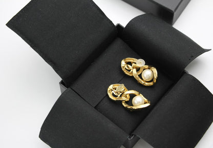 Chanel 2020 Imitation Pearl & Gold Plated Stud Earrings