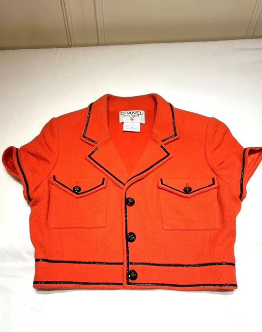 Chanel 1995 orange crop top jacket