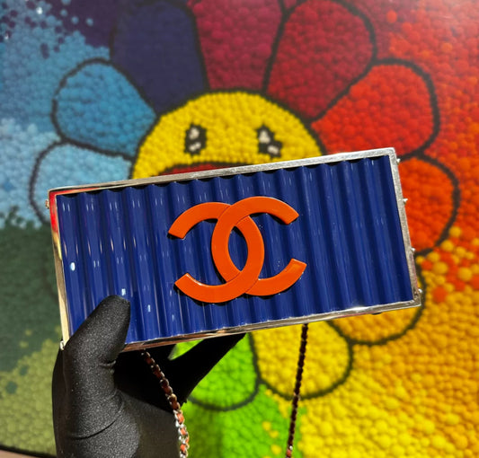 CHANEL Blue Paris Hamburg Shipping Container Minaudière Clutch Bag 2017