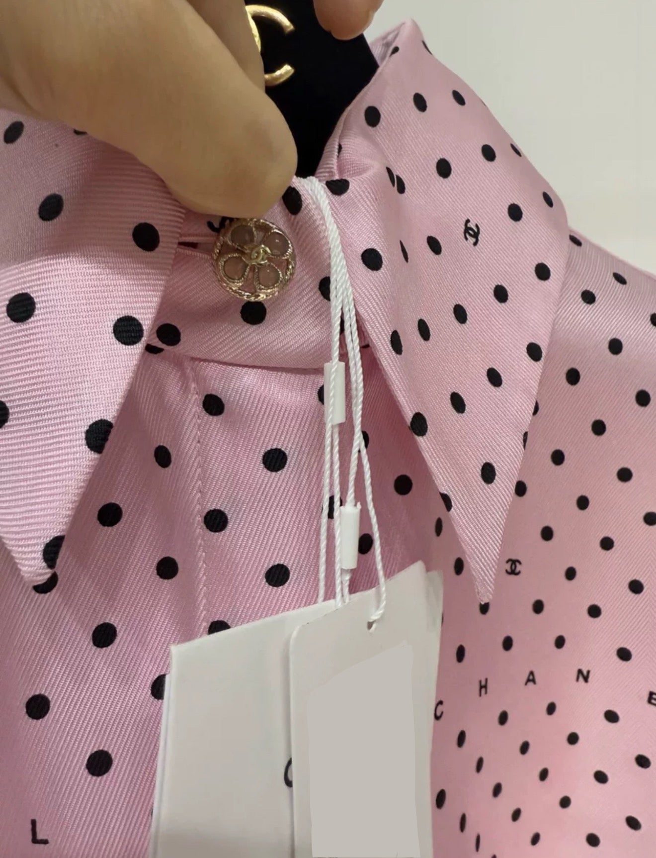 Chanel 24P pink polka shirt