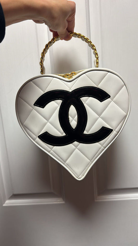 Chanel 95 CC White Heart Vanity Bag