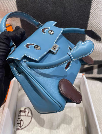 Hermès Kelly doll blue denim swift leather palladium hardware