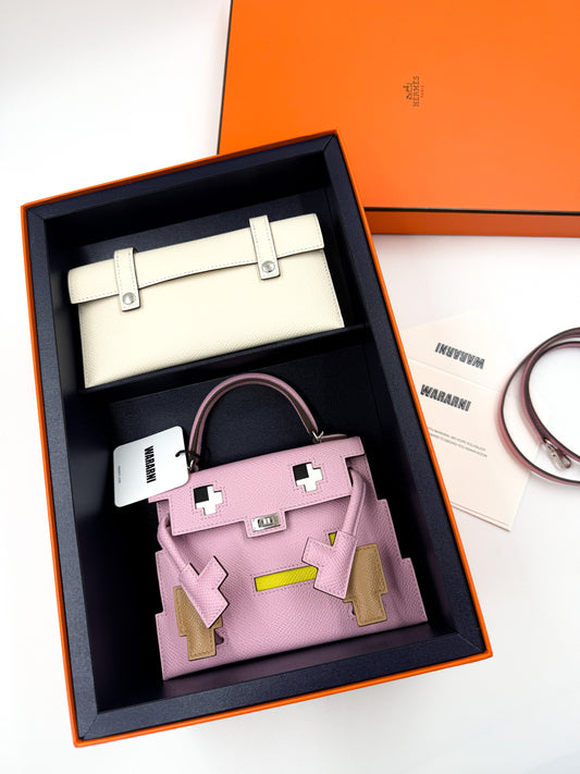 Hermès Kelly Doll "Picto" Quelle Idole Mauve Sylvestre, Lime, Nata & Chai Epsom Palladium Hardware