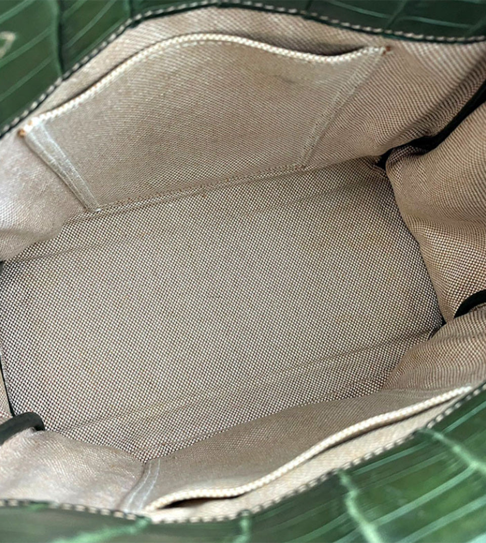 Hermes kelly sport green crocodile leather palladium hardware backpack