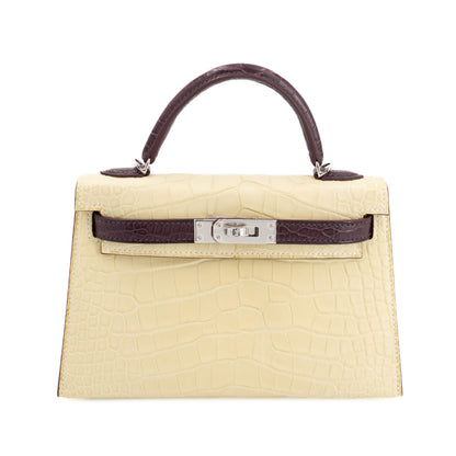 Hermes Mini Kelly 20 Rouge Sellier Vanille Matte Alligator Palladium hardware