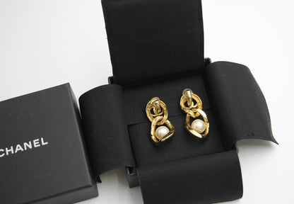Chanel 2020 Imitation Pearl & Gold Plated Stud Earrings