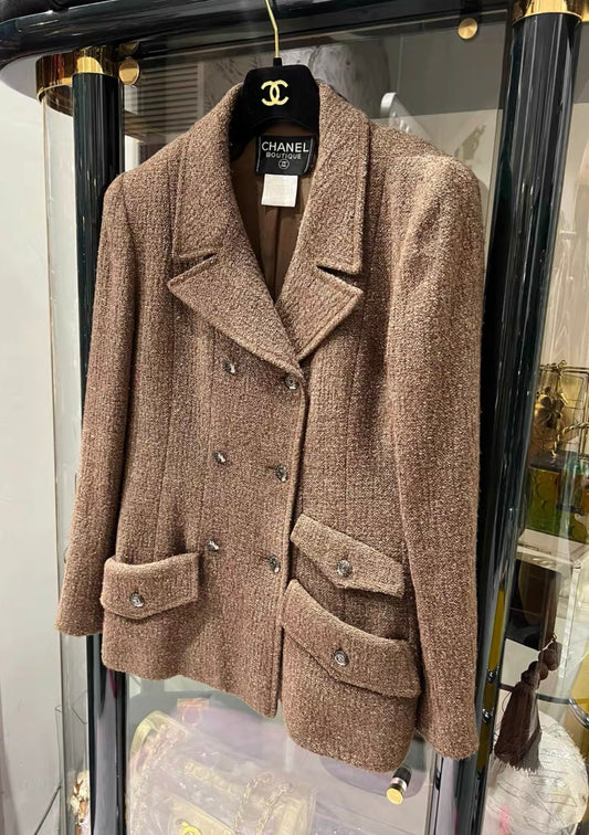 Chanel 1997 Brown Tweed Jacket size 36