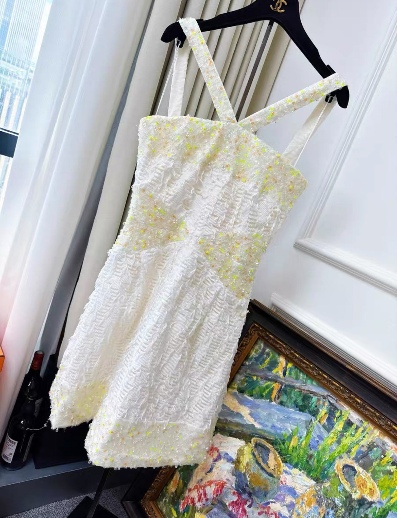 Chanel 18s white embroidered haute couture dress