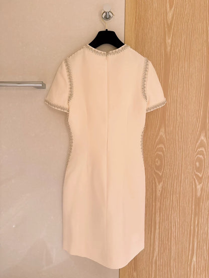 Valentino Cream White Pearl and Rhinestone Evening Dress