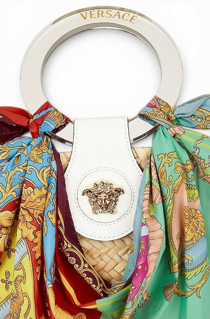 Versace 2022 La Medusa Small Straw Raffia Silk Bag