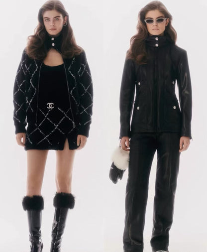 Chanel 23N Coco Neige Black Slim Fit Ski Suit Jacket size FR38