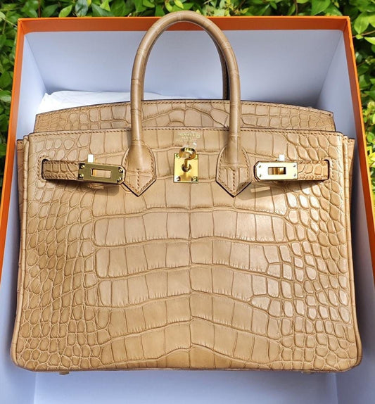 Hermes Birkin 25 Chai Matte Alligator Gold hardware