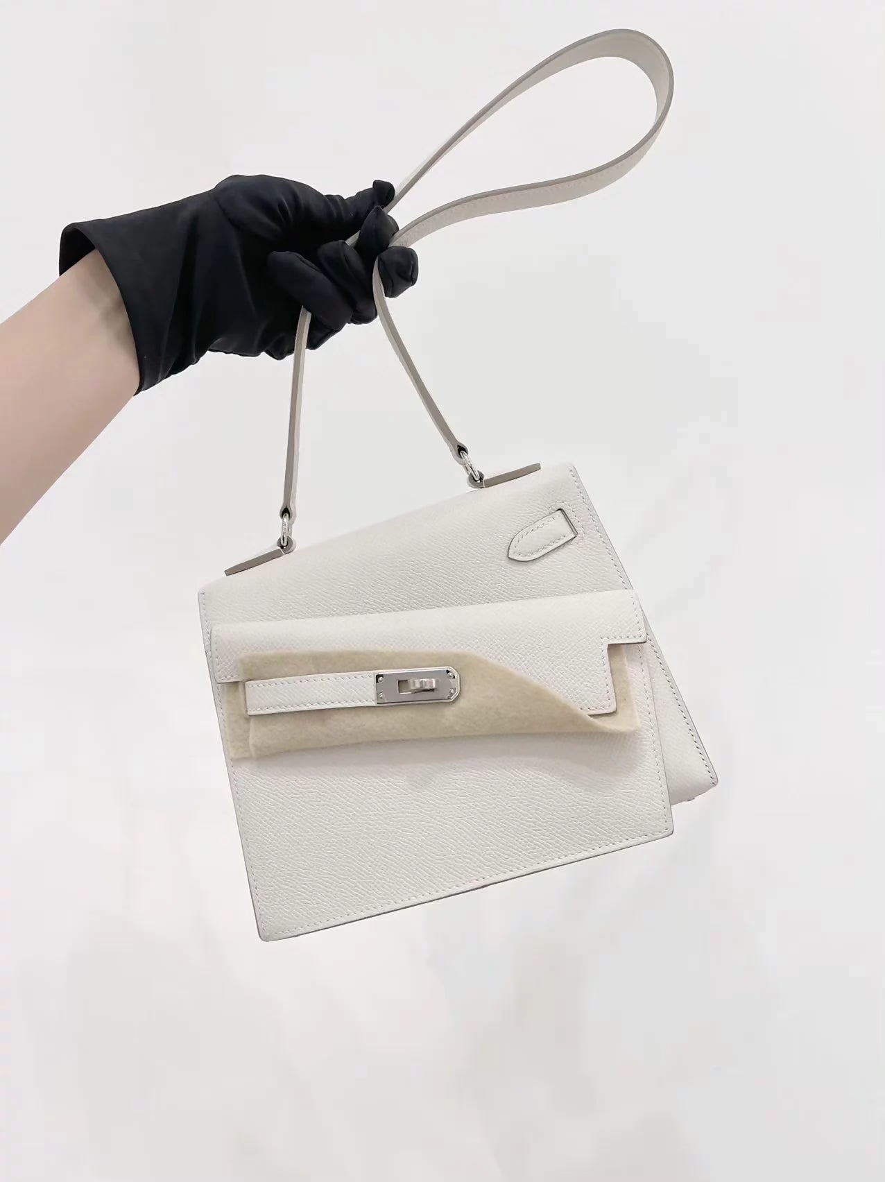 HERMÈS Kelly 20 en Desordre Gris Platine Epsom Palladium hardware