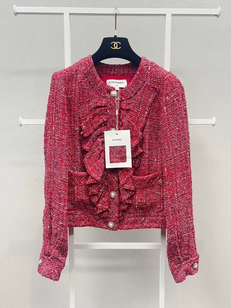 Chanel 19 red tweed jacket