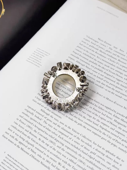 Chanel 16K black and white double C sunflower brooch