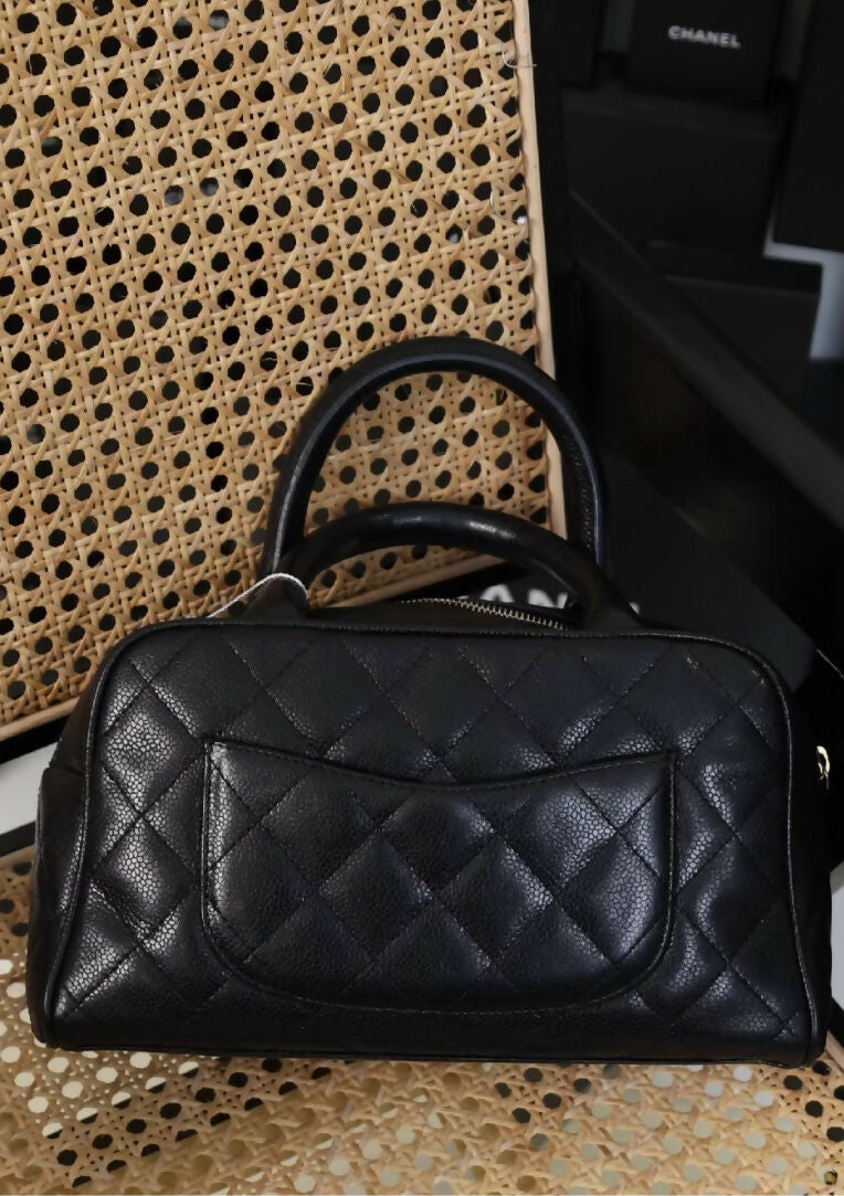 Chanel Black Caviar Bowling Handbag