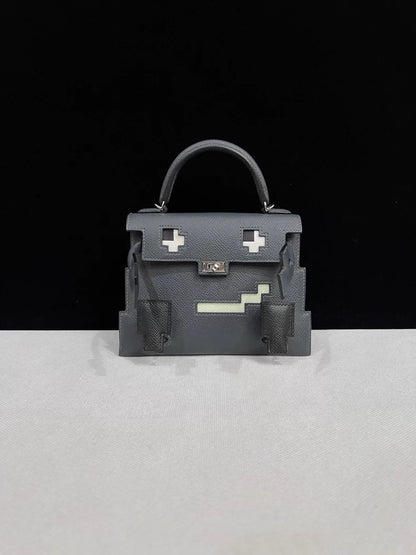 Hermes Kelly Doll Picto Gris Misty/Gris Meyer/Vert Fizz/Noir/Alezan Epsom palladium hardware