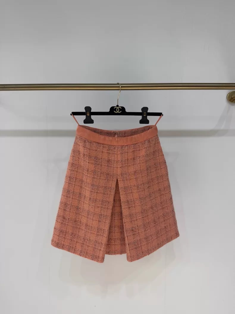 Chanel 24A orange tweed skirt