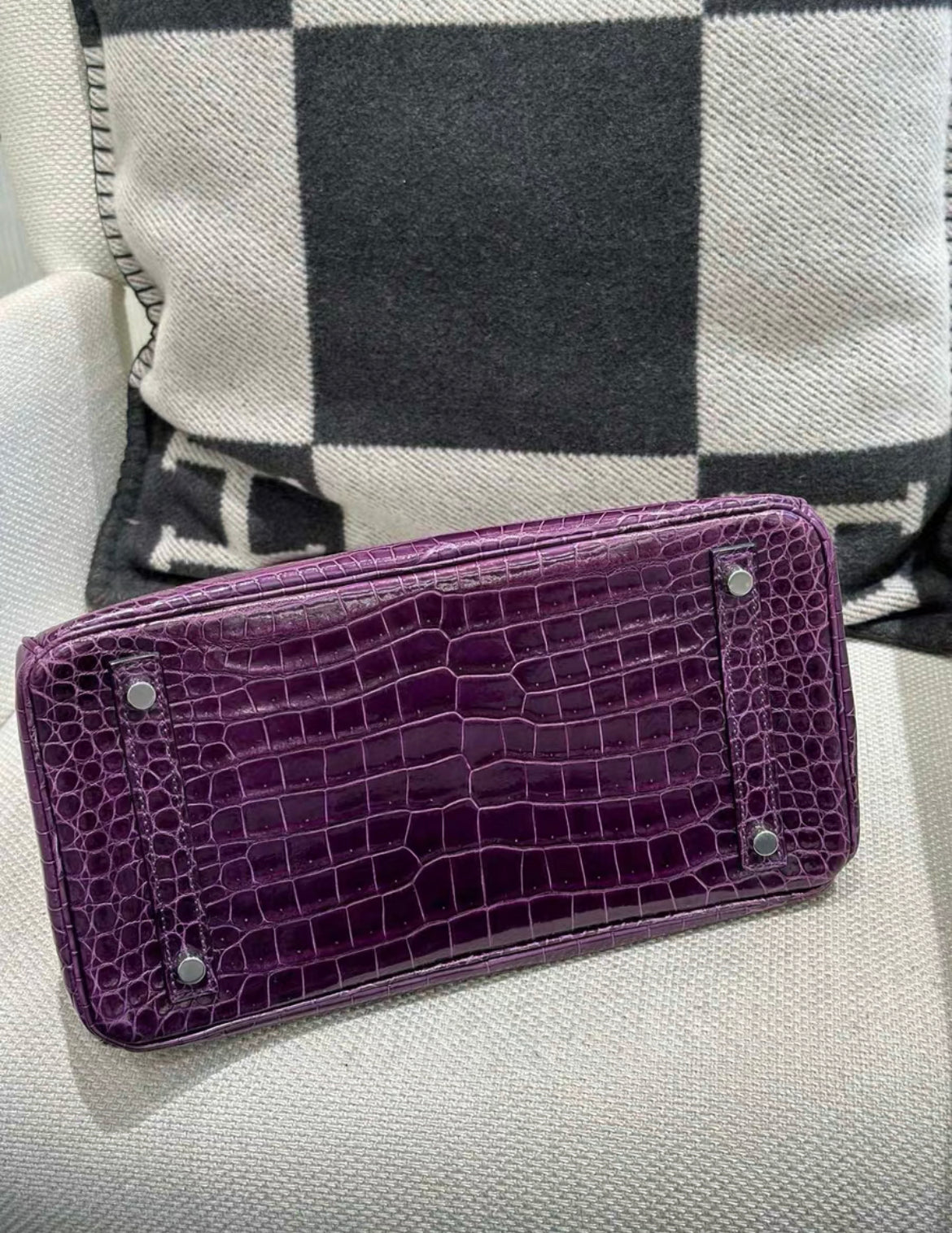 HERMES BIRKIN 30 SHINY AMETHYST POROSUS CROCODILE  WITH PALLADIUM HARDWARE