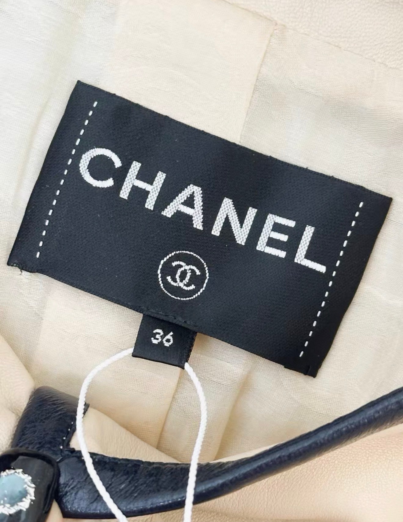 Chanel 19S beige leather jacket