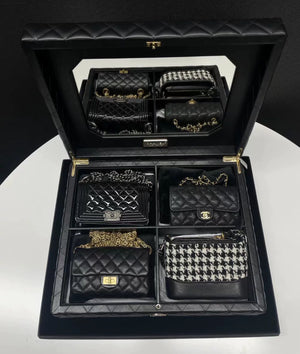 Chanel 2020 limited edition Set Of 4 Black Mini Bags with Quilted Trunk